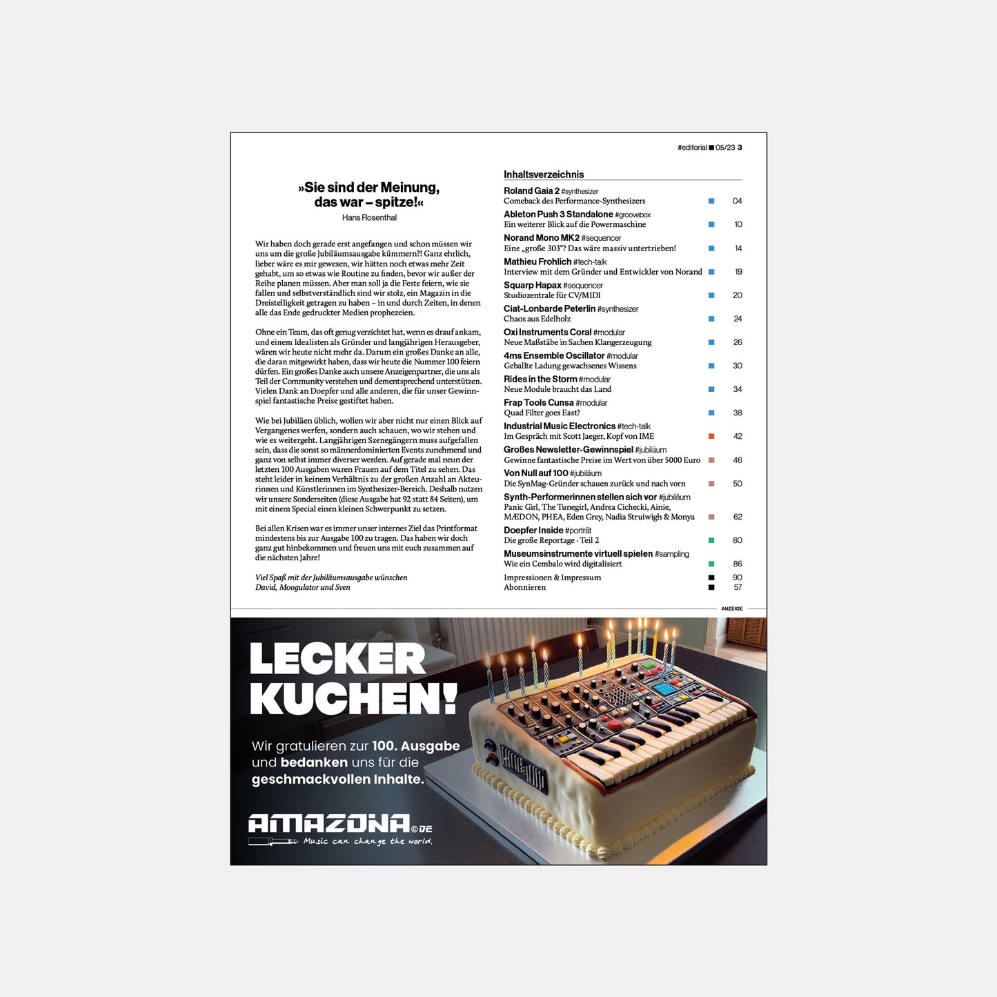 Synthesizer Magazin | Ausgabe 100 | Dezember 2023 | Printausgabe